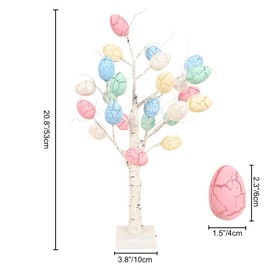 Easter Decorations kemooie 24 inch Pre-lit White Birch Tree with 24pcs Easter Egg Ornaments, 24 Led Lights Battery Operated Table Centerpiece for Party Birthday Home Spring Decoration Indoor Use