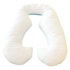 Container Furniture Direct U Shaped Pregnancy Pillow, Expectant Mom Maternity Essential Belly, Hips, Legs & Back Support for Sleeping with Removable Cover, White