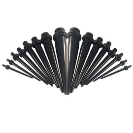 Heuvipens 32pc 14g (1.6) to 00g (10mm) Black Snail Spiral Acrylic Hook Ear Taper O-ring Plug Stretching Kit Jewelry Set