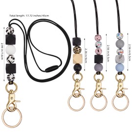 Ornaland 4 Pcs Teacher Lanyard Silicone Beaded Lanyards for ID Badges for Keys for Nurse Student Women Men or As a Gift