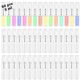 Csdtylh Mini Spray Bottle, Clear Plastic Empty Sample Containers, Fine Mist Perfume Travel Refillable Spray Bottle Perfume Atomizer Small Portable Bottle for Cleaning, Travel, Essential Oils(60, 3ml)