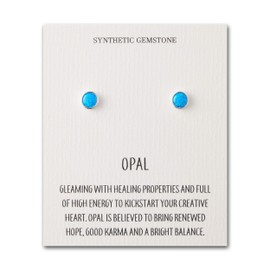 Philip Jones Synthetic Blue Opal Stud Earrings with Quote Card