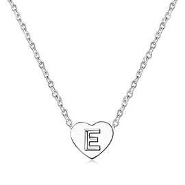 SBI Jewelry Women Silver Initial Necklace E Name Love Heart Grandma Mom Daughter Sister Granddaughter Wife Girlfriend Cousin Best Friends Family BFF Birthday Anniversary Mothers Day