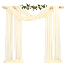 Showgeous Pack of 1 Pelmet Beige 73 cm x 610 cm Tulle Photo Background Wedding Curtain Decoration Beige Chiffon Fabric Wedding Arch Curtains for Arbor Wedding Archway Ceremony Photography Party