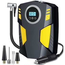 Compresor de Aire Portatil，150PSI Inflador de Llantas para Auto,con Auto Stop y LED,Bomba para Inflar Llantas DC 12V Rápida para Coche, Bicicleta Motocicleta, Colchón de Aire de Bola