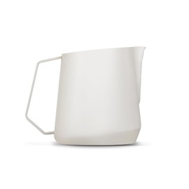 MHW-3BOMBER Milk Frothing Pitcher - 20oz/600ml Milk Frother Cup with U-Shaped Spout - SUS 304 Steaming Pitcher - Cappuccino Latte Art Cup for Barista - Quadrilateral Body - Cream White P5181-OS