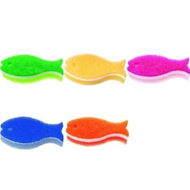 Marna P167 Fish Sponge (Sponge, Dishwashing/Set of 5 Colors), Kitchen Sponge (3 Layer Structure/Fish Sponge), Dish Sponge