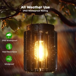 Ahaorigin Solar Lanterns Outdoor Waterproof, Brighter Up to 12 Hrs Outdoor Hanging Solar Lights, Outside Hanging Lanterns for Garden Porch Patio Yard Decor, Gifts for Women Mom Father Black, 4 Pack