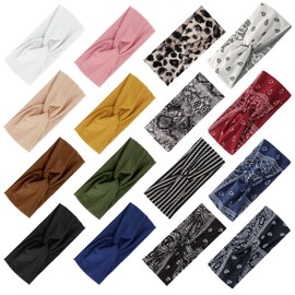 AQOKKA Elastic Knotted Headbands for Women Criss Cross Head Bands for Women's Hair Non Slip Boho Wrap Twisted Hair Accessories
