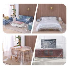 TUAKIMCE Furniture Dust Covers,Sofa Protector Bag Cover,Plastic Sofa Cover, Transparent Sofa Dust Covers,Water Resistant,Large Heavy Duty Furniture Bed Couch Protector 2X3m