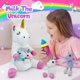 Unicorns Gifts for Girls Unicorn Stuffed Animals Plush Toys Mommy Unicorn with 4 Babies Valentines Christmas Birthday Gifts for Girls Kids Toys Age 4 5 6 7 8+ Year Old