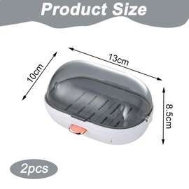 Aweisile Soap Holder Shower Pack of 2 Soap Dish No Drilling No Drilling Soap Box Soap Dish with Lid and Drip Tray Wall with Drain Soap Tray Removable Soap Holder for Bathrooms Kitchens