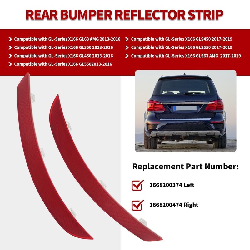 Nakkaa 2PCS Rear Bumper Reflector Compatible with X166 GL350 GL450