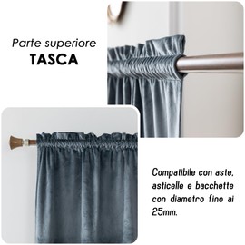 GIRASOLE HOME Adelaide Thermal Curtains 2 Panels 70 x 150 cm with Pocket Grey