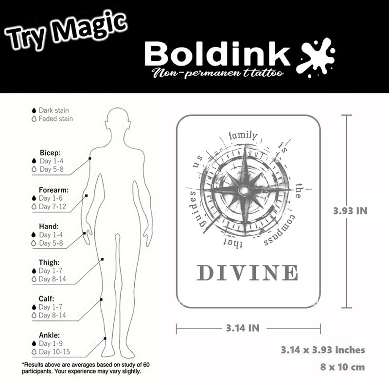 Boldink 2 Pcs Semi Permanent Jagua Tattoos 2 Weeks Long