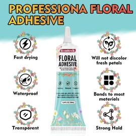 Floral Glue 50 ML, Fast Drying Floral Adhesive for Fresh Flowers, Wedding Crafts, Corsages, Boutonnieres, Fabric, Wristlets and DIY, Waterproof and Clear Strong Bond