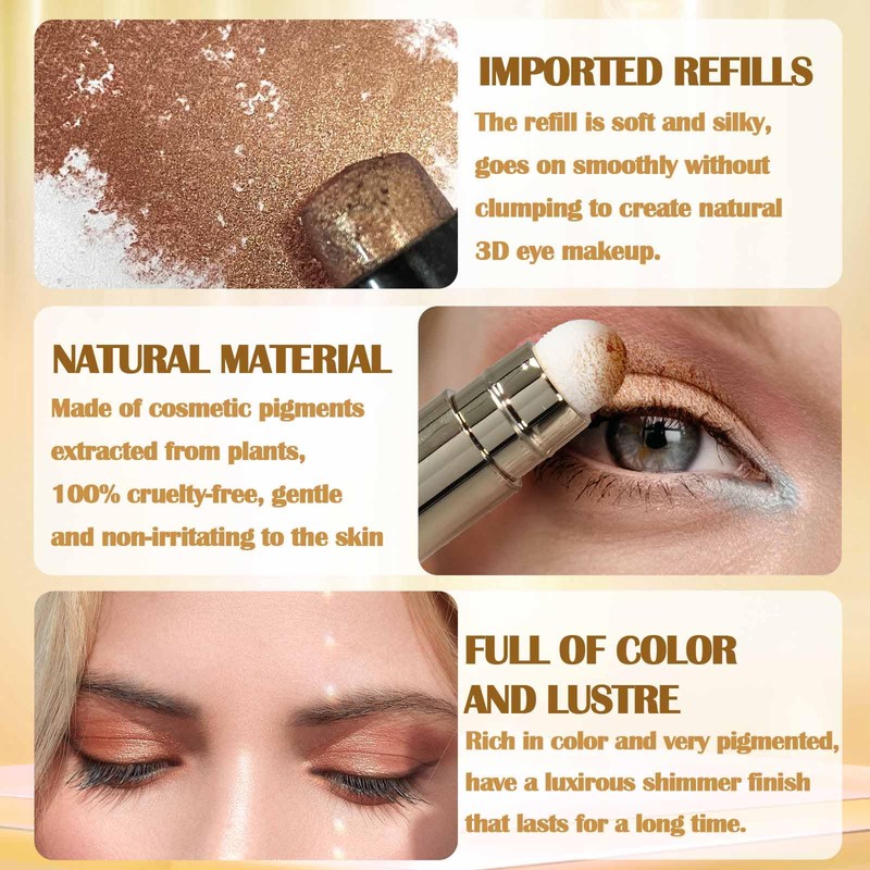 Prreal Eyeshadow Stick,Dual End Shimmer Eyeshadow Stick,Pearl Eyeshadow Pencil Crayon,Waterproof