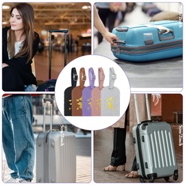 Pack of 5 Luggage Tags for Suitcases, Passport Cover, Suitcase Tag with Adjustable Buckle, Name Plate, PU Suitcase Tag, Air Travel for Business Trips, Air Travel