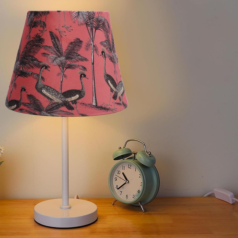 Large Beautiful Lampshade, Modern Simple Velvet Exquisite Flamingos Pattern Conical