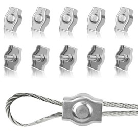 Tunejoy Wire Rope Clamp M3 Rope Clamp Stainless Steel 304 Wire Clamp for Wire Ropes of 3 mm Securing Ropes Steel Wire Washing Line Pack of 10