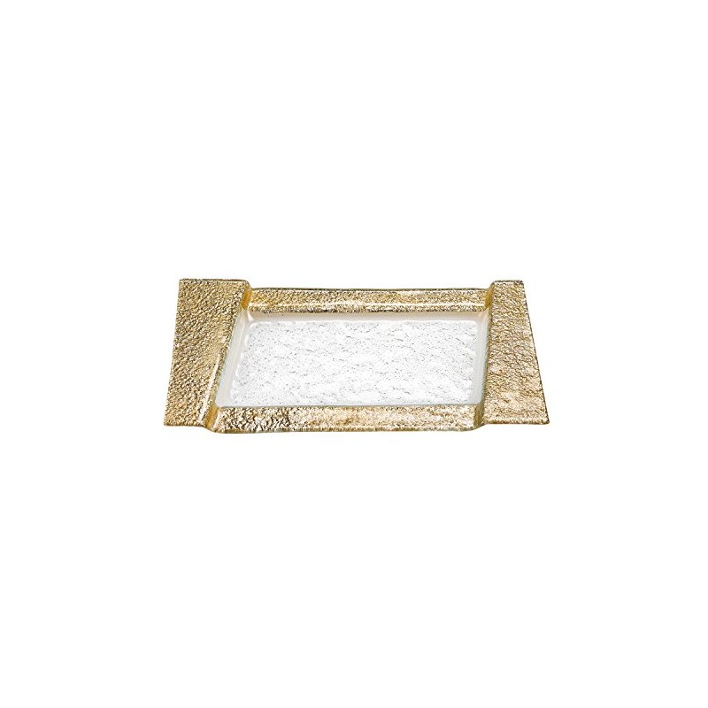 Badash EV50G Handcrafted Rimini Gold Color Glass Serving Tray