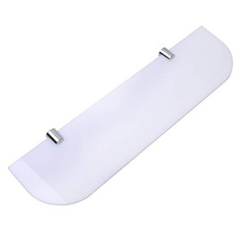 BSM Marketing Wall Mounted Floating Acrylic Shelf (Curved Edges) with Chrome Supports, Available in Clear/Black and White (White, 300mm x 100mm)
