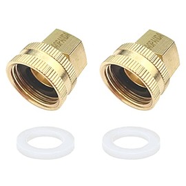 AOPANDA 2PCS Brass Garden Hose Adapter, 3/4” GHT Female x 1/2” NPT Female Connector,GHT to NPT Adapter Brass Fitting,Brass Garden Hose to Pipe Fittings Connect 2pcs (3/4” GHT Female x 1/2” NPT Female)