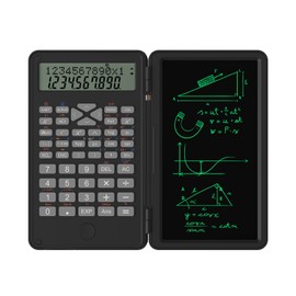 Scientific Calculator with Erasable Writing Board 240 Functions 2 Line LCD Display Foldable Financial Math Calculator School Supplies for Middle High School College Students Black