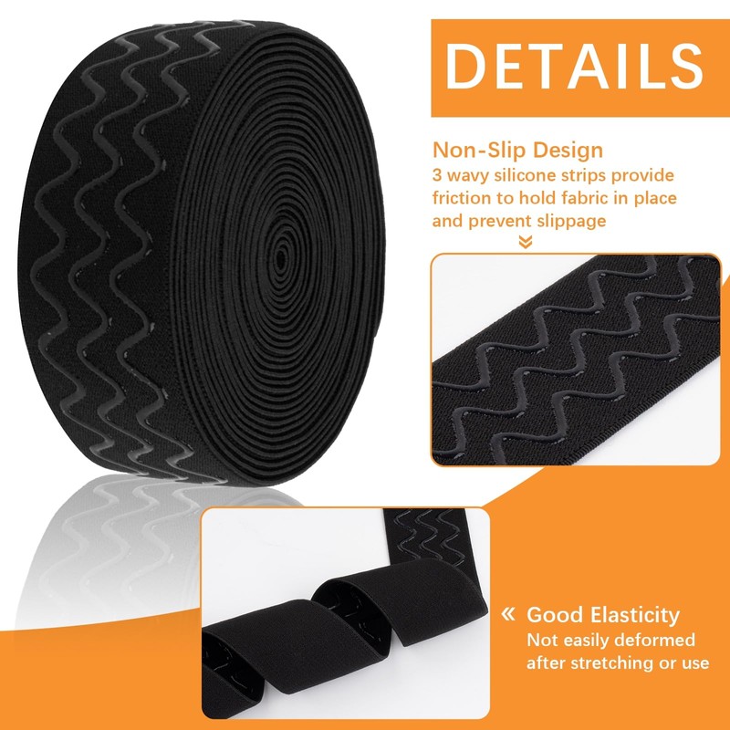 Silicone Gripper Elastic Band Non-Slip Elastic Band 5 Yards 1.5
