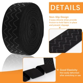 Silicone Gripper Elastic Band Non-Slip Elastic Band 5 Yards 1.5 Inch Black Silicone Gripper Tape for Clothing Elastic Gripper Band for Garment Sewing Project Wig Making Accessories