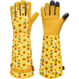 Gardening Gloves for Men and Women, Thorn Proof Garden Gloves, Long, Rose Gloves, Pruning Roses, Sheepskin Gardening Gloves with Forearm Protection, Leather Garden Gloves for Garden or Yard