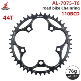 BIKECO Bicycle Narrow Wide Chainring 110/130BCD 5 Screws Round Bicycle Chainring 36/38/40/42/44/46/48/50/52/54/56/58/60T Bicycle Chainring for 9 10 11 Speed Road Bike MTB (110BCD,44T)
