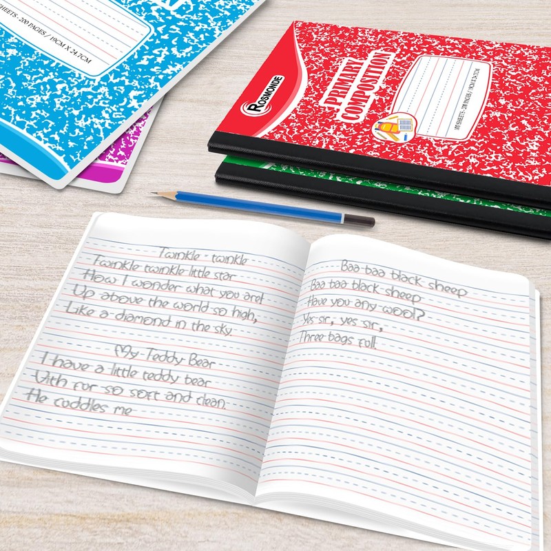 Rosmonde Composition Notebooks Primary Ruled 5 Pack, 200 Pages (100