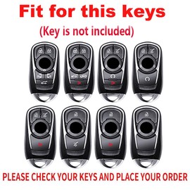 TECART Accessories Fit for Buick Key Fob Cover Leather Car Keys Shell Case Metal Keychain Full Covers Protector Fit For Buick Encore Enclave Lacrosse Envision Verano Regal GL8 Brown