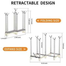 Marbrasse Retractable Cup Drying Rack, Drinking Glass and Sports Bottle Drainer Stand, Plastic Bag Dryer with Non-Slip Bottom for Kitchen Countertop, 2p - White