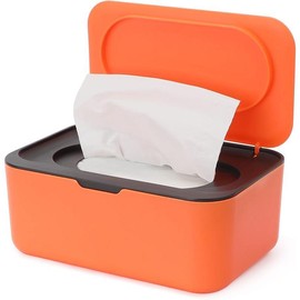 Wipes dispenser baby wipe holder with lids, keeps wipes fresh, refillable wipes container with sealing design, bathroom tissues wipes case box, Blue organizer cover lightweight pouch Smooth Switch - Color: Black-orange