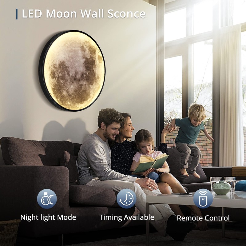 Dimmable Moon Wall Light 19.6 inch Wall Lights with Remote
