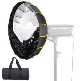 NiceFoto Parabolic Softbox 23.6 inch/60cm Quick Setup Deep Soft Box with Honeycomb Grid and Bowens Mount for Studio Monolight LED Light Photography