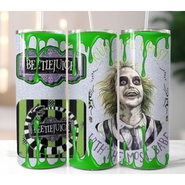 9 in Beetlejuice Tumbler  20oz Travel Mug Stainless Steel Cup Straw Lid