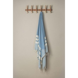 The Bali Market Essential Stripe Turkish Bath and Beach Towel - Oversized, Plush, and Fast-Drying - 100% Oeko-Tex® Certified Turkish Cotton - 40” x 70” Air Blue