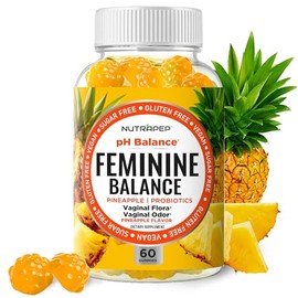 NutraPep Gomitas probióticas Feminine Balance para mujeres salud vaginal y equilibrio del pH femenino. Suplemento gomoso natural con polvo de...      