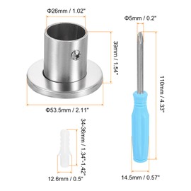 sourcing map 4pcs Stainless Steel Closet Rod Holder Set High-Leg with Cover 1.02" Dia Shower Rod Flange Socket Wardrobe Bracket with Screwdriver and Expansion Tube for Closet Shelf Curtain