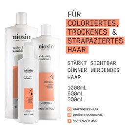 Nioxin Scalp + Hair System 4 Conditioner for Damaged, Visibly Thinning Hair with Biotin, Caffeine & Niacinamide (300 ml)