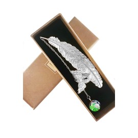 Feather Metal Bookmark Vintage Gift: Creative Book Mark with Butterfly Eternal Flower Crystal Pendant for Teachers Students Friends Lover Readers Kids Girls Women