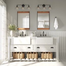 Barnyard Designs 24x36 Wooden Farmhouse Wall Mirror - Modern Rustic Metal and Wood Frame Mirror for Bathroom Vanity, Brown