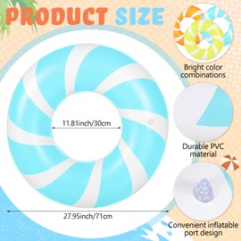 ShinyRelief 6 Pcs Pool Float Adult Size Pool Tubes Large Inflatable Floats Tube Lollipop Colorful Swimming Ring for Summer Hawaii Swimming Beach Party Favors