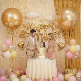 LovesTown 4PCS Large 36 Inch Champagne Gold Balloons, Gold Latex Big Balloons for Birthday Baby Shower Graduation Engagement Anniversary Wedding Party Supplies Retirement Tea Casino Disco Decoration