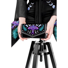 Restyle Enchanted Forest Wallet Gothic Moth Crystal Clutch with Moon Phases