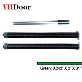 Pair of 2" Garage Door Torsion Springs with Non-Slip Winding Bars, Quality Precision Electrophoresis Black Coated, Minium Life 18,000 Cycles (.243" x 2" x 31")