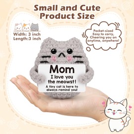 tGifGLonyi Mothers Day Birthday Gifts for Mom Grandma Godmom Positive Cat Crochet for Mom Grandma Aunt Godmother, Emotional Support Crochet Small Birthday Gifts